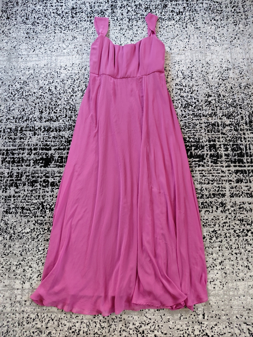 After Six Tea Rose Lux Chiffon Off Shoulder Gown 14R | Romantic Bridesmaid Maxi - Picture 10 of 15